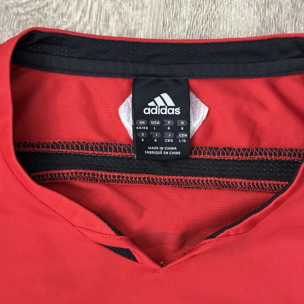 AC Milan 2004 Adidas Opel Red Player Issue Training Jersey Men's L Long Sleeve